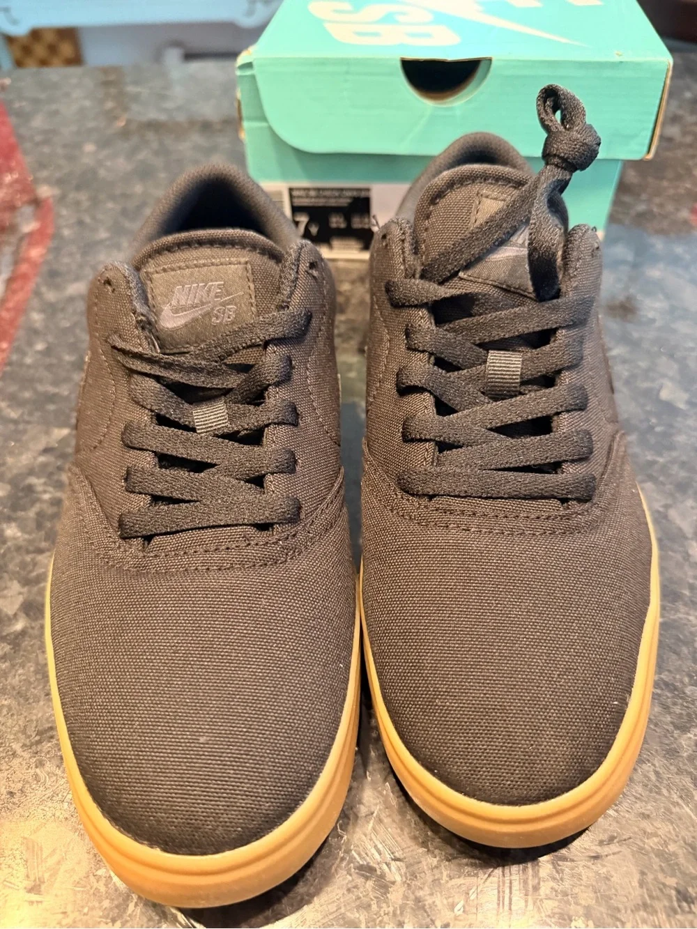 Nike  Y7 (W9) Black Canvas Sneakers with Gum Sole 7Y or 9W